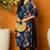 Blue printed blended cotton stitched readymade suit