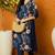 Blue printed blended cotton stitched readymade suit