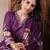 Purple printed silk blend stitched readymade suit