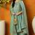 Sea green embroidered silk blend stitched readymade suit