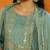 Sea green embroidered silk blend stitched readymade suit