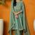 Sea green embroidered silk blend stitched readymade suit