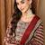 Maroon embroidered rayon stitched readymade suit