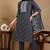 Navy blue printed viscose rayon stitched readymade suit