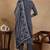 Navy blue printed viscose rayon stitched readymade suit