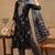 Black printed blended cotton stitched readymade suit