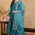 Blue embroidered silk blend stitched readymade suit