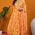 Orange printed georgette stitched readymade suit