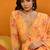 Orange printed georgette stitched readymade suit
