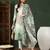 Green printed silk blend stitched readymade suit