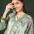 Green printed silk blend stitched readymade suit