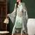 Green printed silk blend stitched readymade suit