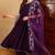 Purple embroidered silk blend stitched readymade suit