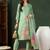 Green printed silk blend stitched readymade suit