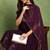 Purple embroidered silk blend stitched readymade suit