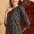 Black printed pure cotton stitched readymade suit