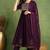 Purple embroidered silk blend stitched readymade suit