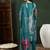 Teal printed silk blend stitched readymade suit