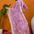 Pink embroidered silk blend stitched readymade suit