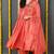 Orange embroidered silk blend stitched readymade suit