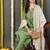 Green embroidered silk blend stitched readymade suit