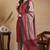 Maroon embroidered silk blend stitched readymade suit