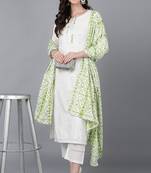 Green embroidered rayon stitched readymade suit