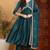 Green embroidered silk blend stitched readymade suit