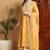 Yellow embroidered silk blend stitched readymade suit