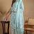 Off white printed blended cotton stitched readymade suit
