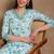 Off white printed blended cotton stitched readymade suit