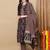 Black printed rayon stitched readymade suit