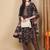 Black printed rayon stitched readymade suit