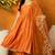 Orange embroidered silk blend stitched readymade suit