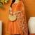 Orange embroidered silk blend stitched readymade suit