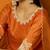 Orange embroidered silk blend stitched readymade suit