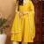 Yellow embroidered silk blend stitched readymade suit