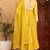 Yellow embroidered silk blend stitched readymade suit