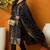 Navy blue embroidered chanderi stitched readymade suit