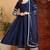 Navy blue embroidered silk blend stitched readymade suit