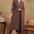 Navy blue printed blended cotton stitched readymade suit