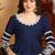 Navy blue embroidered silk blend stitched readymade suit