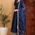 Navy blue embroidered silk blend stitched readymade suit