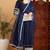 Navy blue embroidered silk blend stitched readymade suit