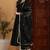 Black embroidered silk blend stitched readymade suit
