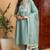 Sea green embroidered silk blend stitched readymade suit