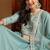 Sea green embroidered silk blend stitched readymade suit