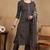 Black embroidered viscose rayon stitched readymade suit