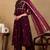 Purple embroidered silk blend stitched readymade suit