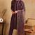 Purple embroidered silk blend stitched readymade suit